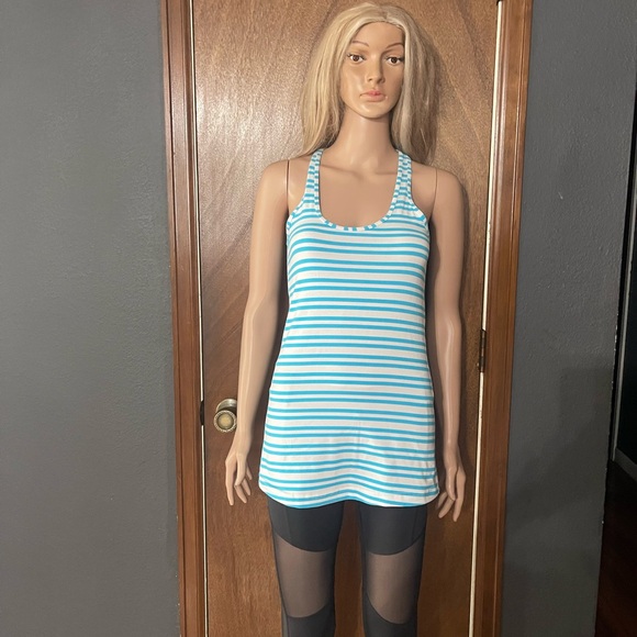 Lululemon" Cool Racerback Stripe blue and white, - Picture 3 of 13